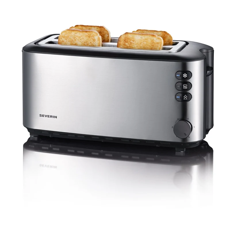 Severin AT 2509 Langschlitztoaster bis 4 Scheiben 1400 W Edelstahl, Schwarz