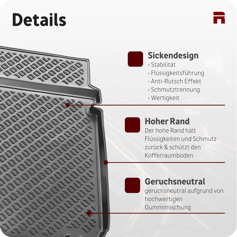 Recambo Kofferraumwanne passend für Hyundai i30 III Kombi CW, PD | ab 2017- | passgenau mit Rand Sch