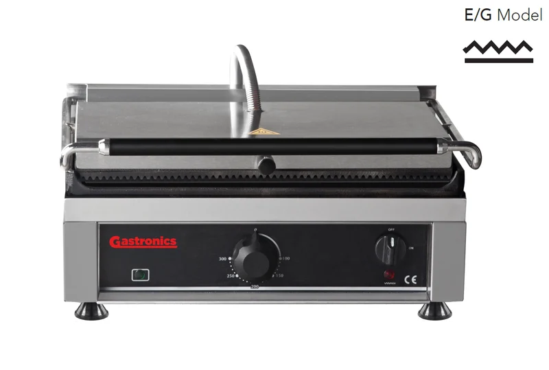Gastronics KG2745EG Kontaktgrill – Profi Grill Toaster mit oben gerillter und unten glatter Grillplatte