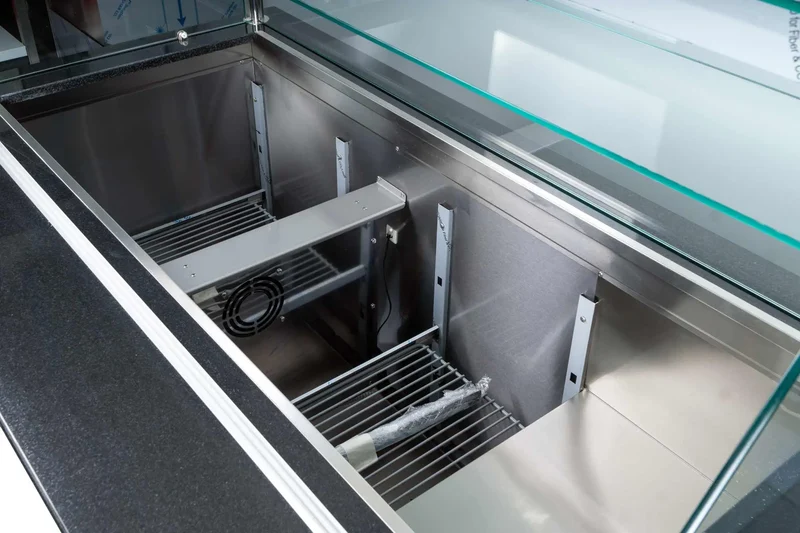 Salattheke SL-D-140-GW-DZ Schwarz Granit 3D Dekor Silver 140 cm