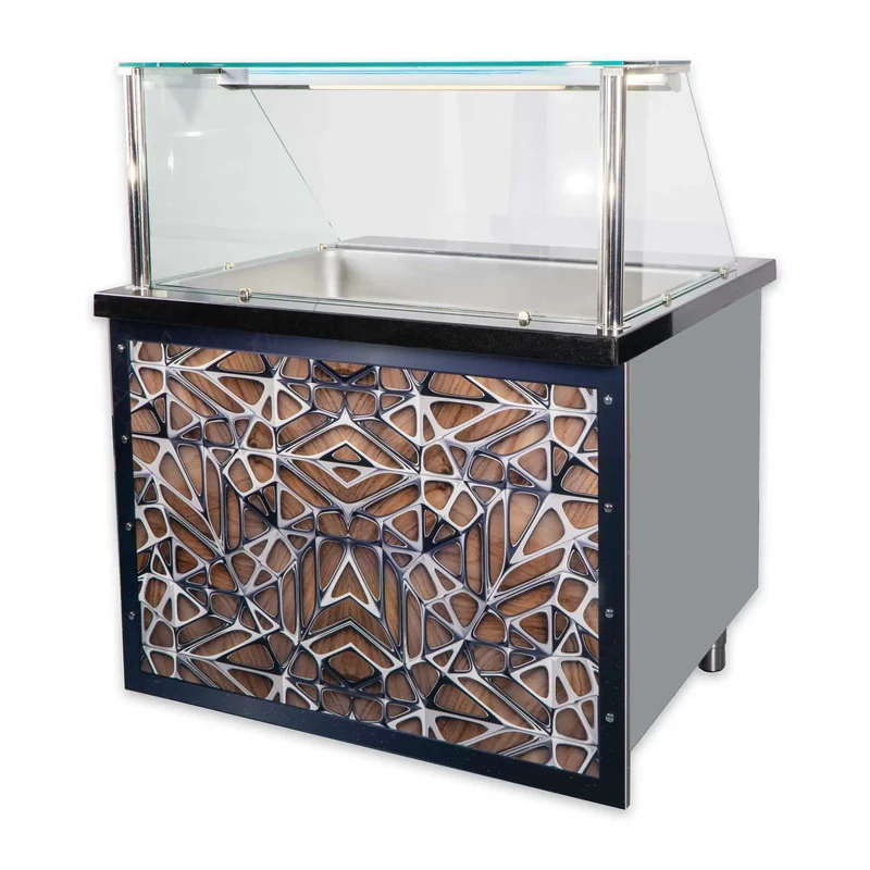 Bain Marie BM-C110-GW-BRS Schwarz Granit 110 cm Dekor 3D Silver