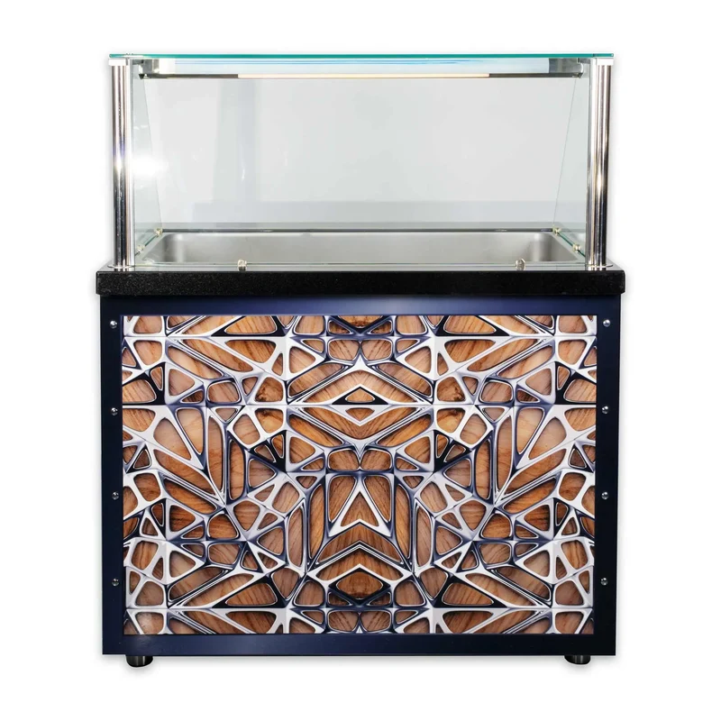 Bain Marie BM-C110-GW-BRS Schwarz Granit 110 cm Dekor 3D Silver