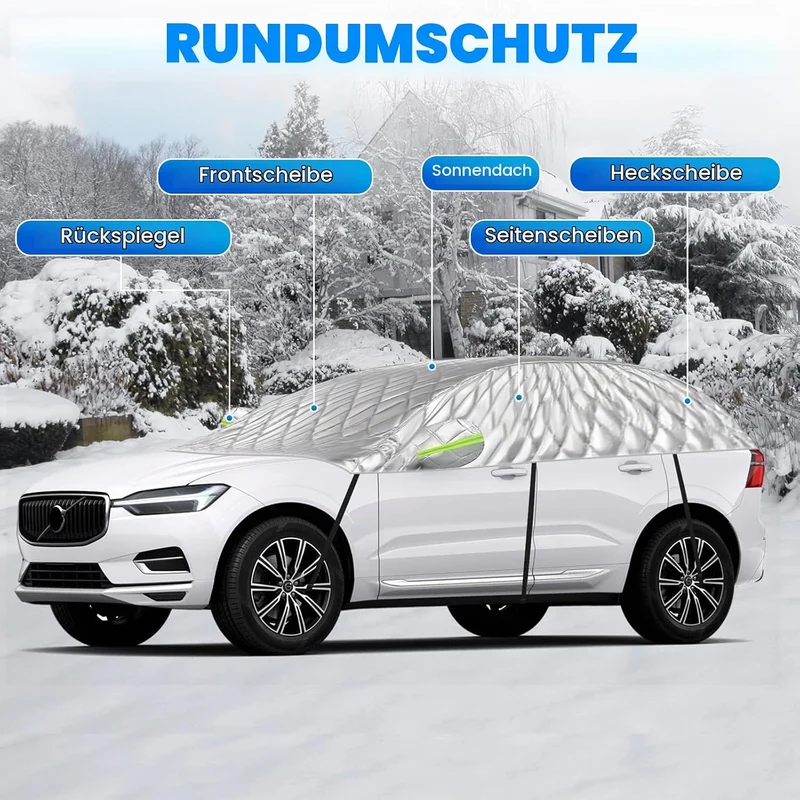 Halbgarage für Volvo XC60 2009-2025, Halbe Autoabdeckung Winter Sommer, Abdeckplane Auto Wasserdicht