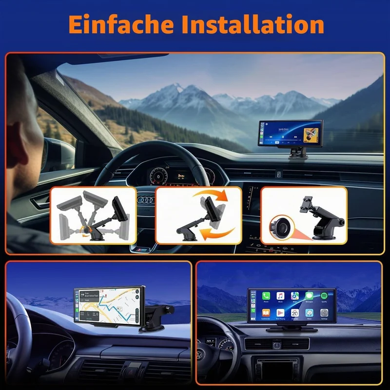 Volam 9.26 Zoll Carplay Display mit 2.5K Dashcam Auto Vorne,1080P Rückfahrkamera, Wireless A-pple Ca