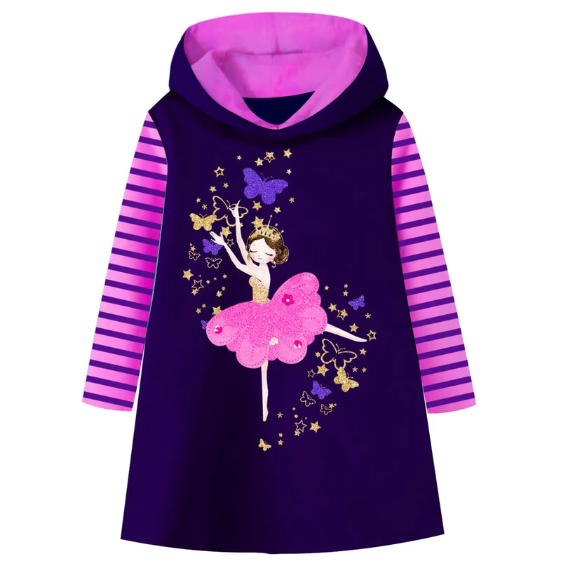 VIKITA Mädchen Kapuzenpullover Kleider Baumwolle Hoodie Herbst Winter Freizeit 2-8 Jahre 4-5 Jahre L