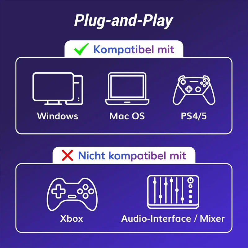 TONOR Gaming Mikrofon PC mit RGB-Modi & Helligkeit einstellbar, USB/Type-C Microphone für Streaming