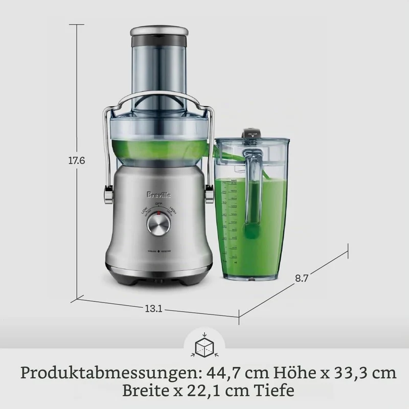 Breville Saftbrunnen SL, BJE530BBS1BUS1 Stainless Steel 70 fl oz, Stainless Steel 70 fl oz