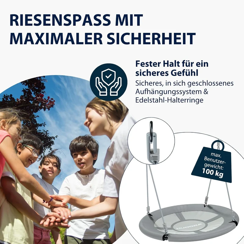 HUDORA Nestschaukel 90 - Kunststoff-Nestschaukel für bis zu 100kg - Hängeschaukel mit 90cm Durchmess