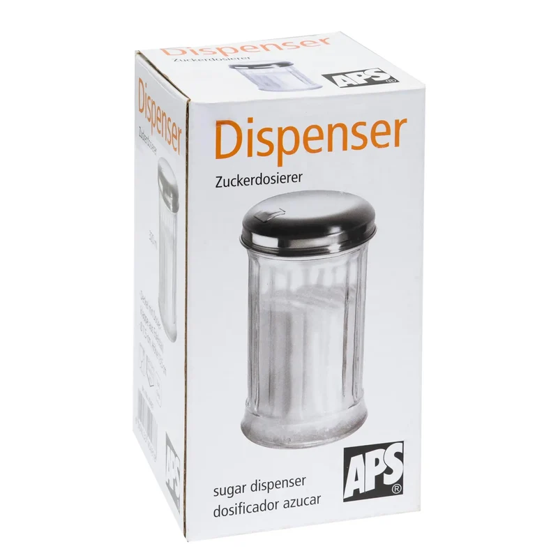 Zuckerdosierer APS Glas Edelstahl Dosierklappe