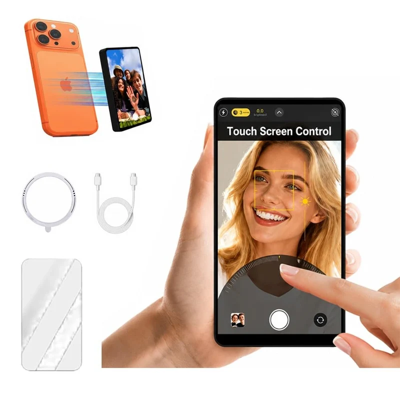Shimbol CP5 Ultra, 5‘’ 1080P Full Touch HD Telefon Vlog Selfie Monitor Screen für iPhone & Android -