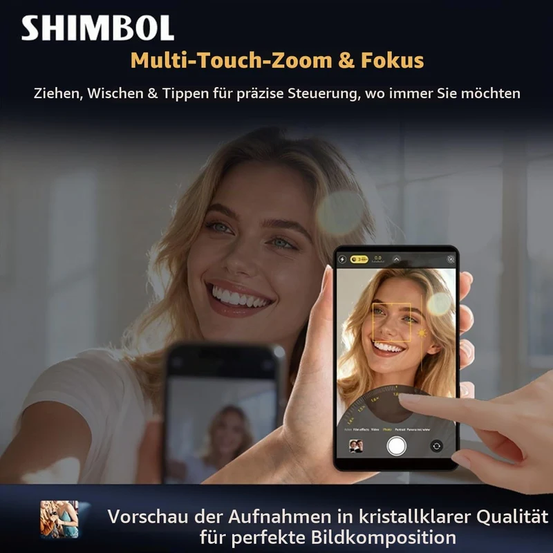 Shimbol CP5 Ultra, 5‘’ 1080P Full Touch HD Telefon Vlog Selfie Monitor Screen für iPhone & Android -