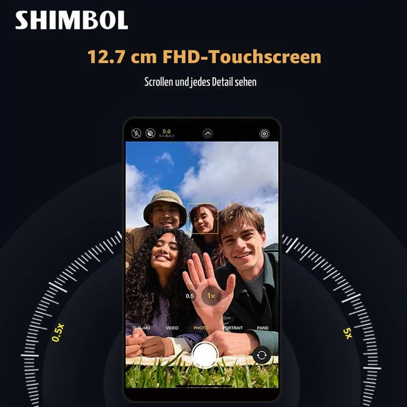 Shimbol CP5 Ultra, 5‘’ 1080P Full Touch HD Telefon Vlog Selfie Monitor Screen für iPhone & Android -