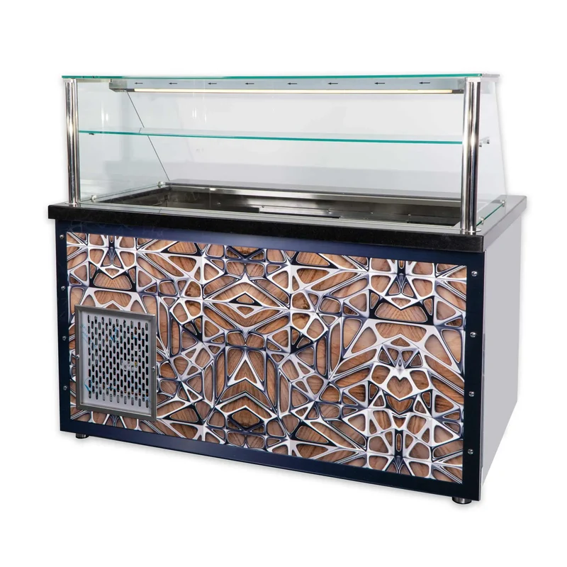 Salattheke mit Aufsatzvitrine LED Beleuchtung Dekor 200 cm
