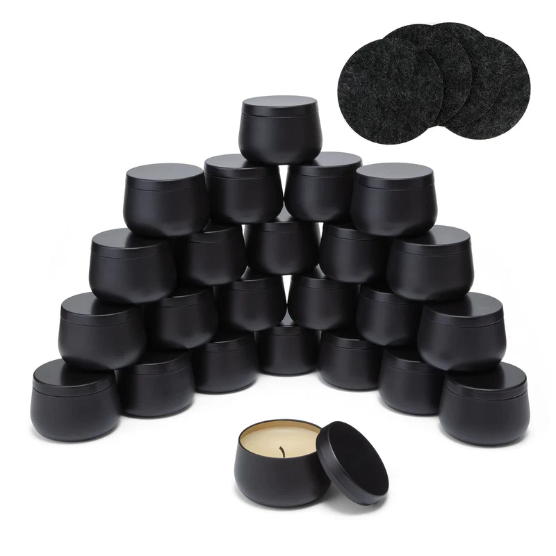 Kerzendose 24 Stück (Schwarz), Kerzenbehälter, 150ml Leere Kerzenbehälter für Kerzen Selber Machen S