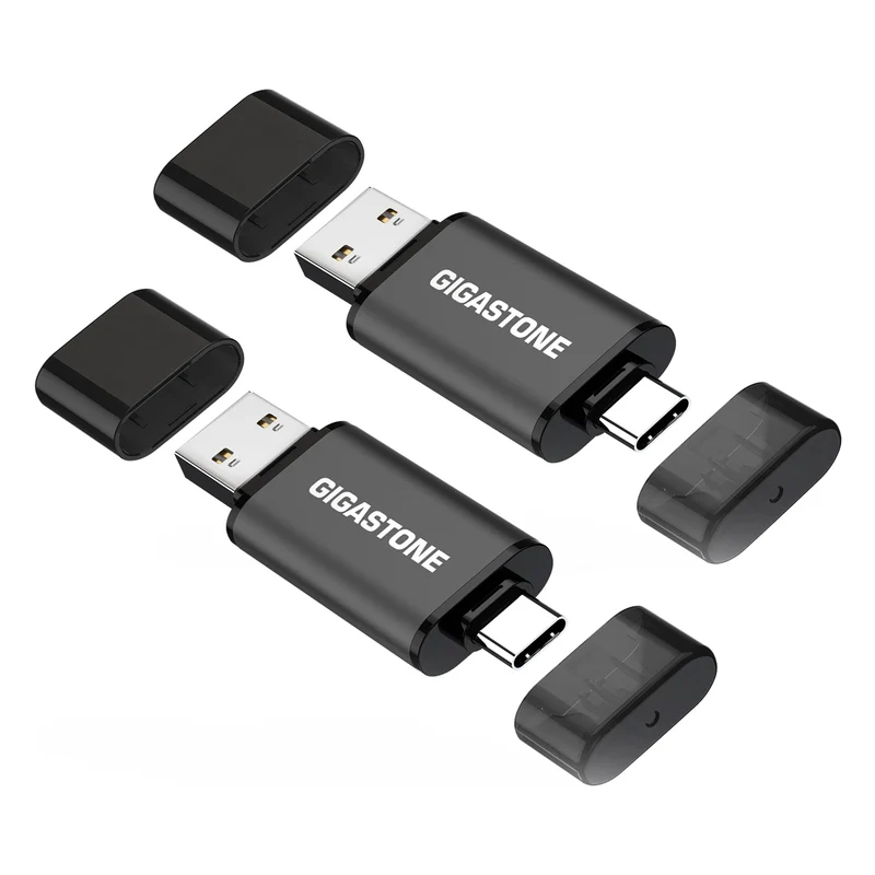GIGASTONE 128GB Dual-Laufwerk (2 Stück) Z40 USB 3.2 Gen 1, 2-in-1 Type-A & Type-C, 100MB/s UltraSchn