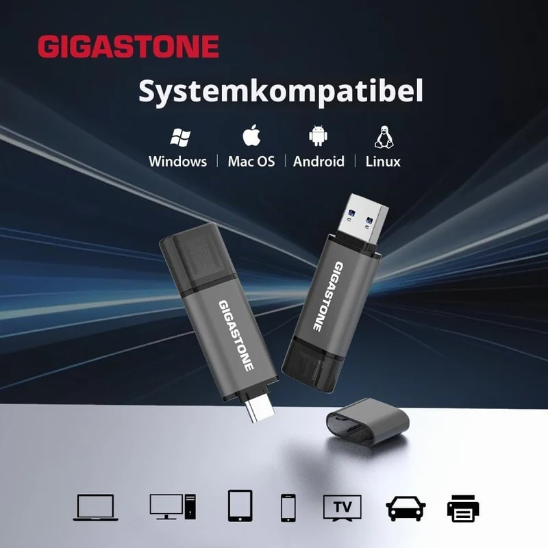 GIGASTONE 128GB Dual-Laufwerk (2 Stück) Z40 USB 3.2 Gen 1, 2-in-1 Type-A & Type-C, 100MB/s UltraSchn