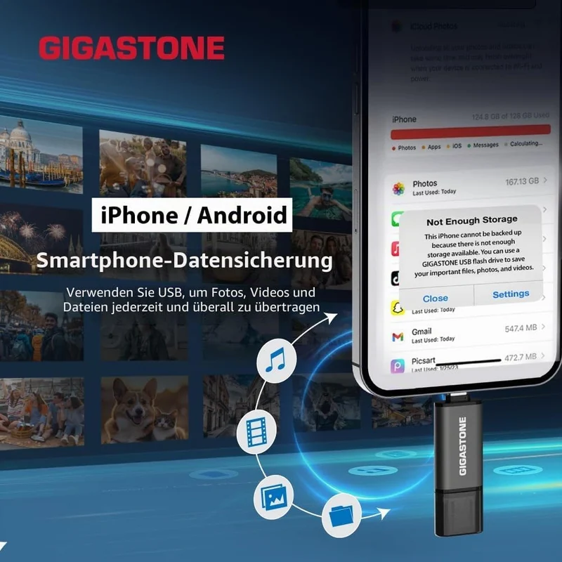 GIGASTONE 128GB Dual-Laufwerk (2 Stück) Z40 USB 3.2 Gen 1, 2-in-1 Type-A & Type-C, 100MB/s UltraSchn