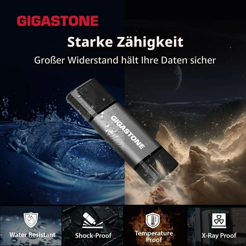 GIGASTONE 128GB Dual-Laufwerk (2 Stück) Z40 USB 3.2 Gen 1, 2-in-1 Type-A & Type-C, 100MB/s UltraSchn