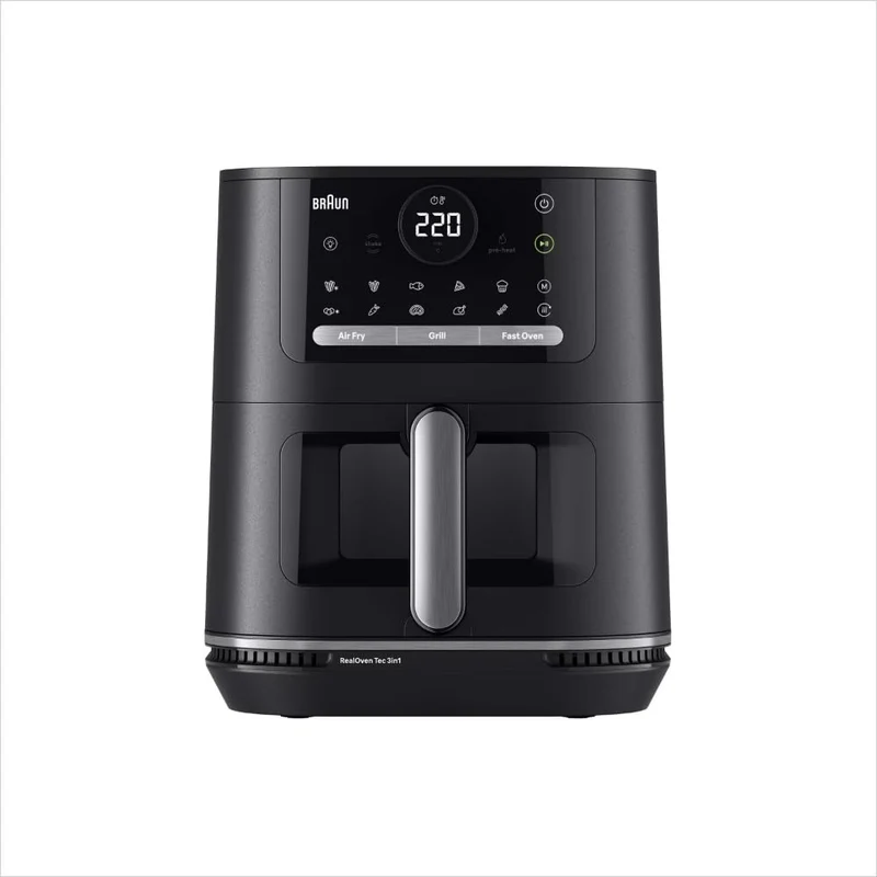 Braun MultiFry 5 HF5073IBK, 3-in-1 Heissluftfritteuse, 6L Airfryer, 80-220°, 20 Programme, spülmasch