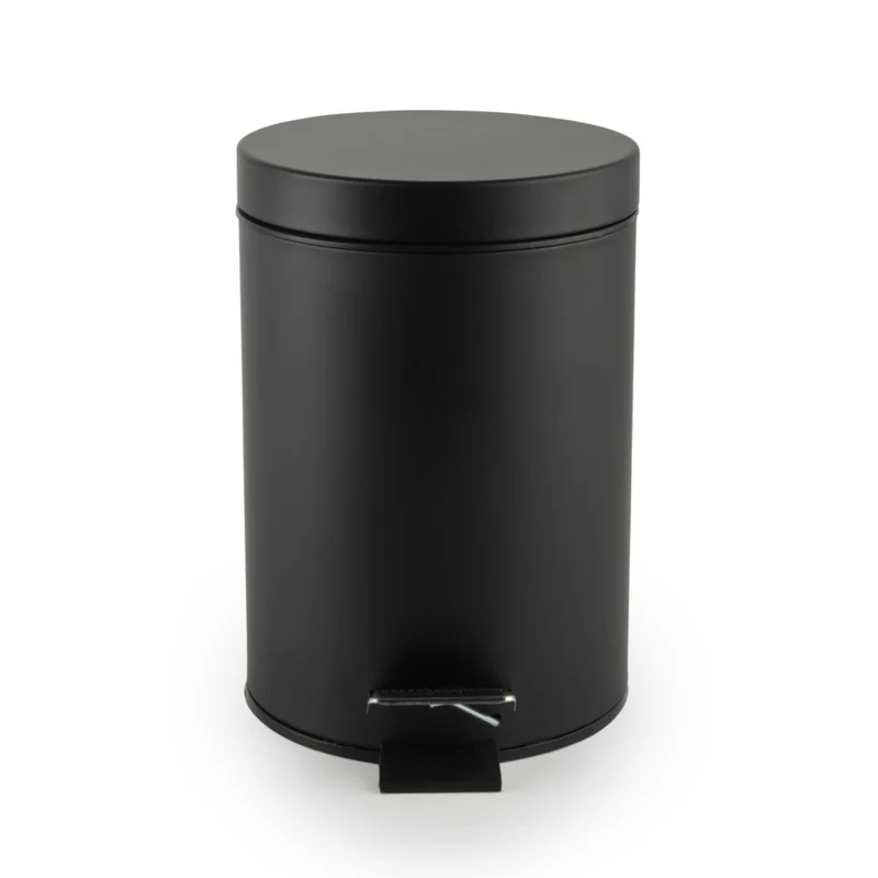 Beldray LA038098BLKFEU7 Badezimmer-Fusspedal-Mülleimer - Kleiner runder Edelstahl-Hygienemülleimer f