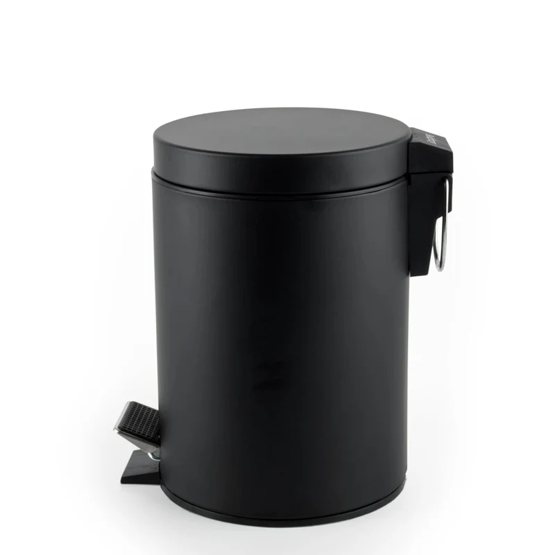 Beldray LA038098BLKFEU7 Badezimmer-Fusspedal-Mülleimer - Kleiner runder Edelstahl-Hygienemülleimer f