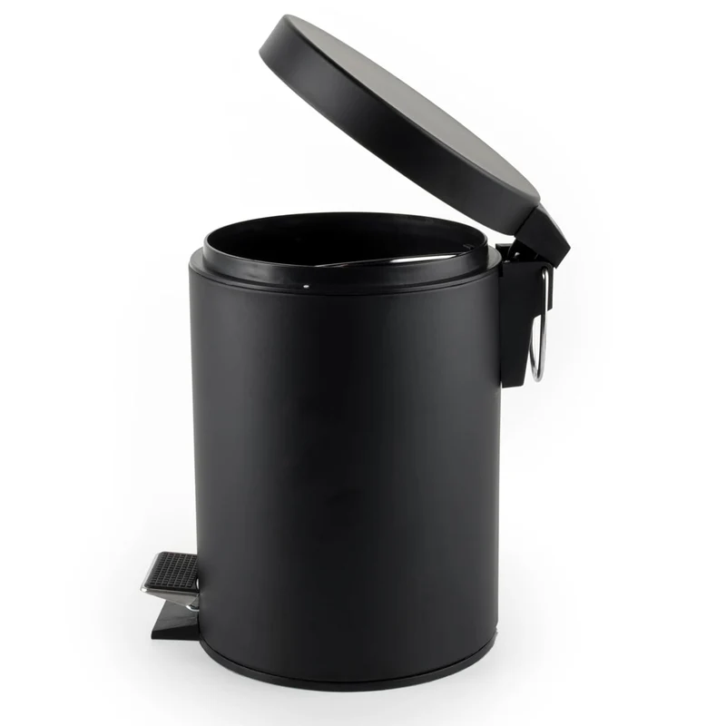 Beldray LA038098BLKFEU7 Badezimmer-Fusspedal-Mülleimer - Kleiner runder Edelstahl-Hygienemülleimer f