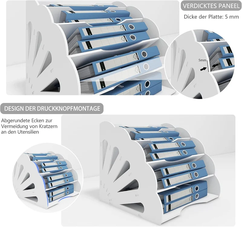 PUNCIA Dokumentenablage A4 Briefablage 5 Ablagefächer PVC Schreibtisch Datei Organizer Papierablage