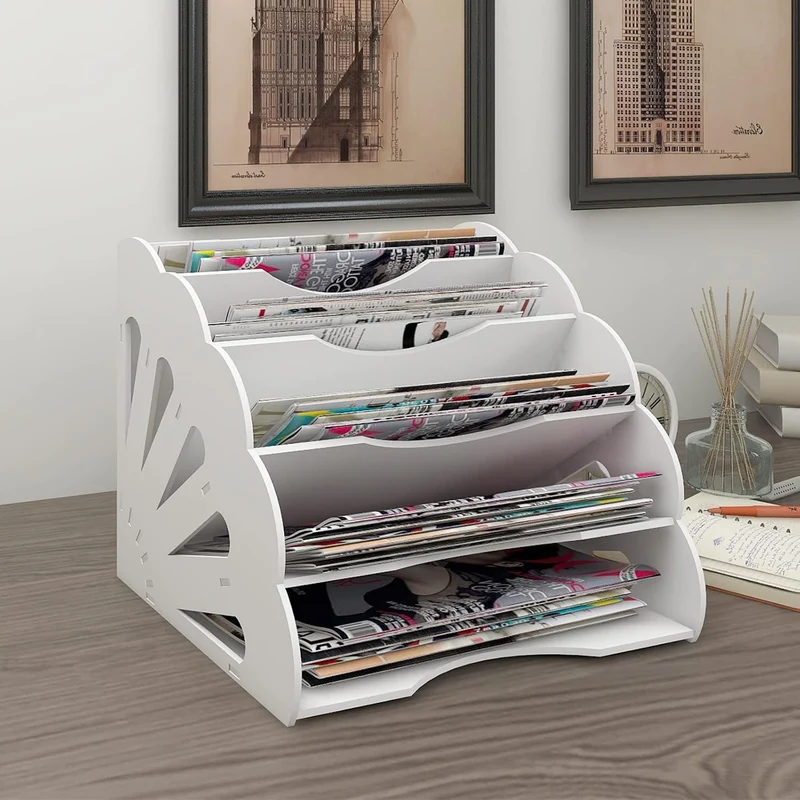 PUNCIA Dokumentenablage A4 Briefablage 5 Ablagefächer PVC Schreibtisch Datei Organizer Papierablage