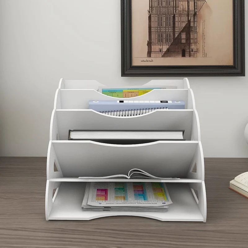 PUNCIA Dokumentenablage A4 Briefablage 5 Ablagefächer PVC Schreibtisch Datei Organizer Papierablage
