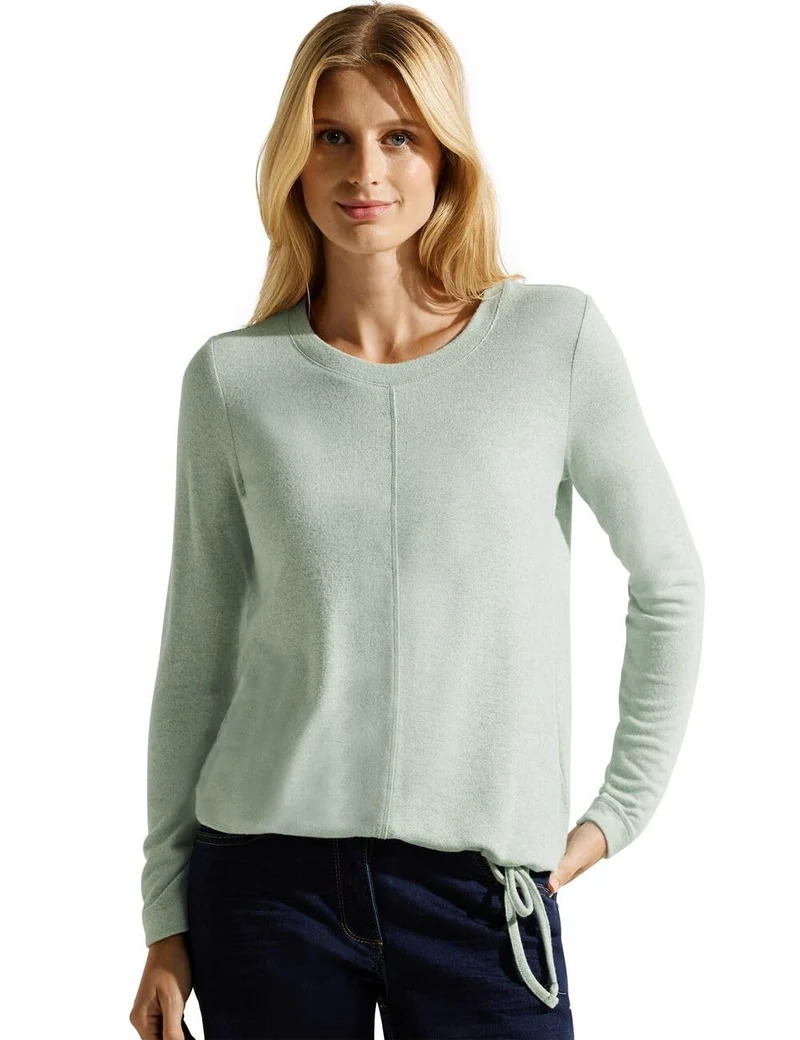 Cecil Damen Langarmshirt, Clear Sage Green Melange