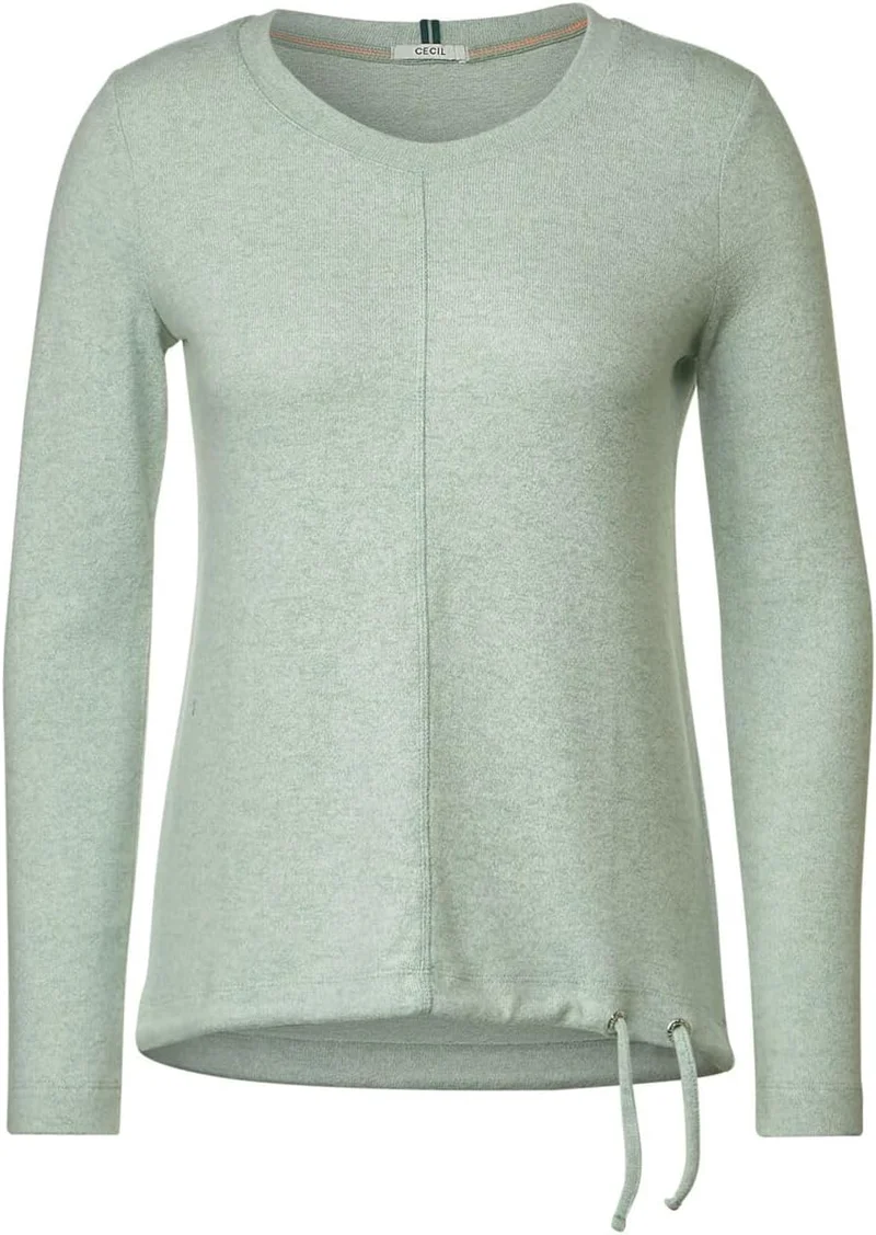 Cecil Damen Langarmshirt, Clear Sage Green Melange