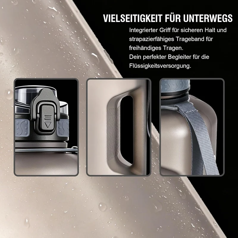 GEMFUL 2.2L Trinkflasche Sport - Grosse Wasserflasche mit Griff & Zeitmarkierungen - Perfekt für Fit