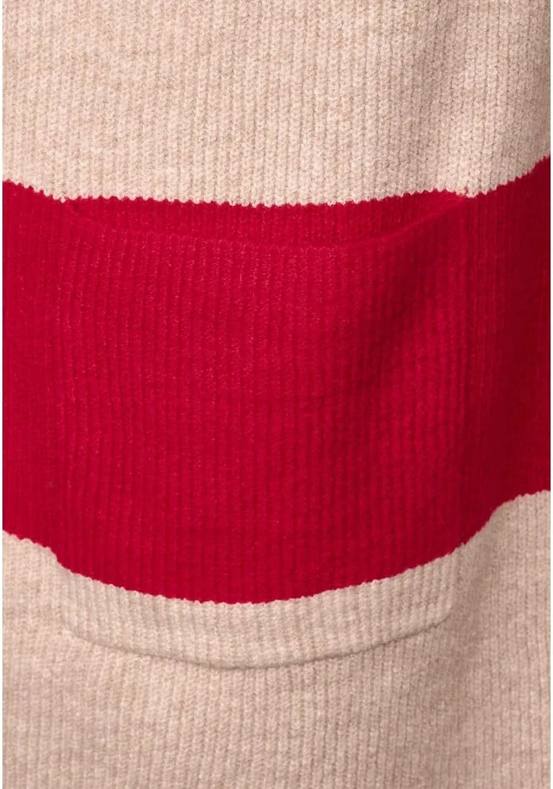 Cecil Damen TOS_Cosy Structured Block Stripe Strickjacke mit Blocksteifen XL Casual Red Melange, XL