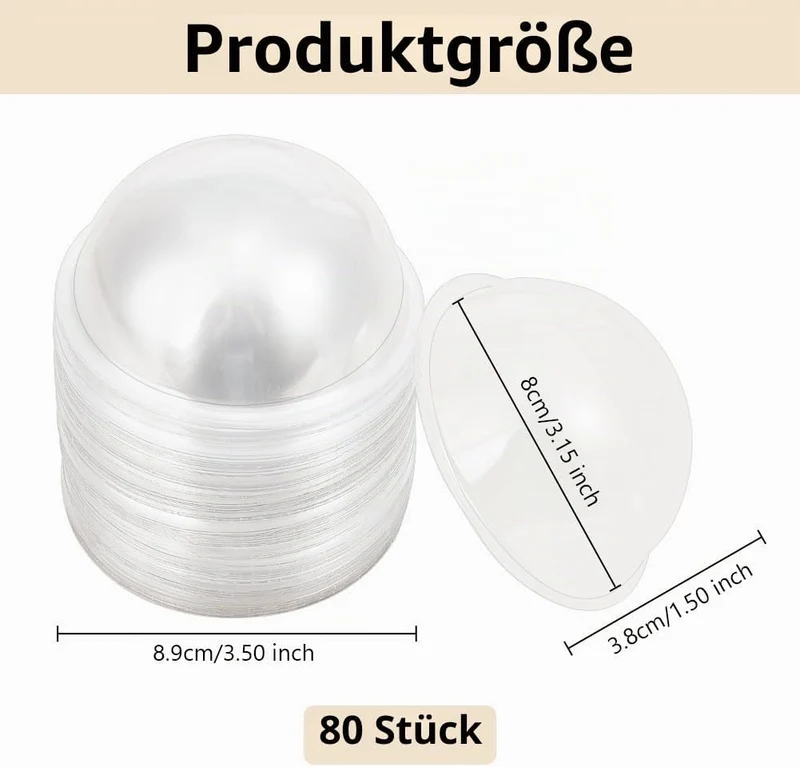 OLYCRAFT 80 Stück 8 cm Halbkugel Durchsichtige Bonbonkuppel PVC-Halbkugelkuppeln Bonbonhalter Shaker