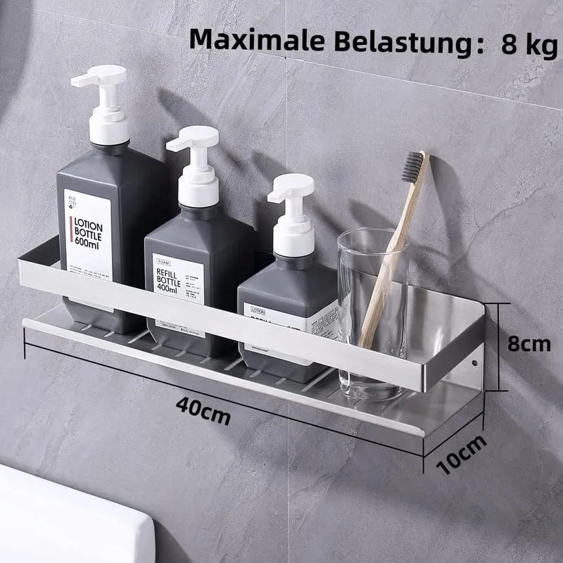 KigKog® Duschablage ohne Bohren Gebürstetes Nickel, Duschregal Wandmontage Edelstahl SUS304 Rostfrei