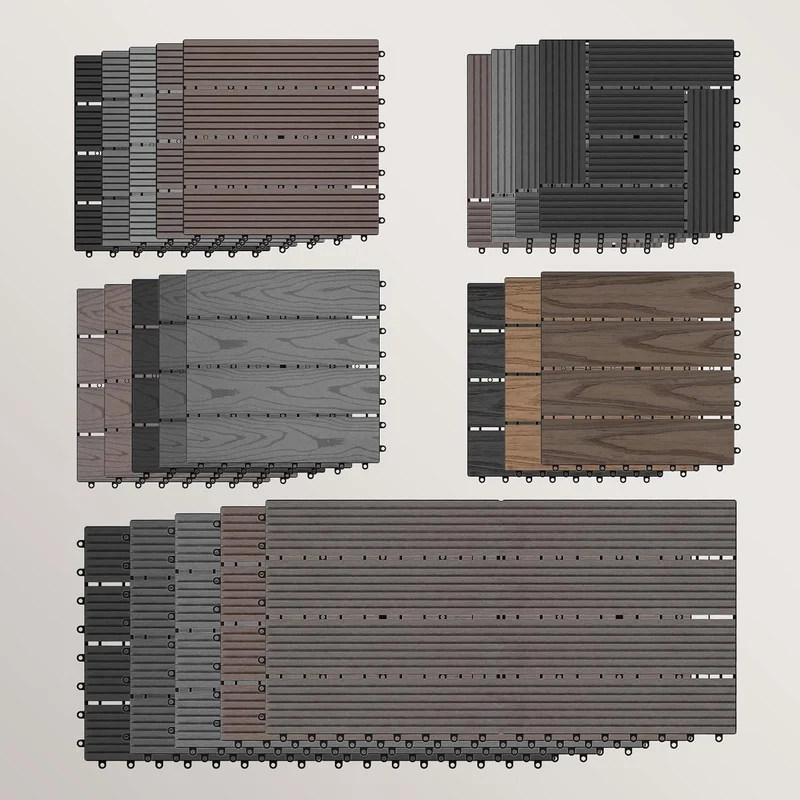 WOLTU WPC Fliese, Terrassenfliesen Holz-Optik, Bodenbelag mit Klicksystem, 30 x 60 cm, Grau (12 Stüc