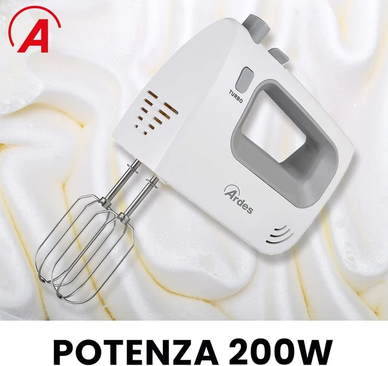 ARDES - ARSBAT01 Spinny Handmixer mit 5 Geschwindigkeiten und Turbo – Handmixer mit Schneebesen zum