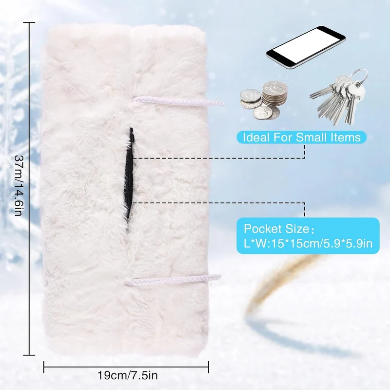 Winmany Handwärmer aus Kunstfell, für Damen, Winter, weicher Plüsch, mit Aussentasche für Handy, Sch