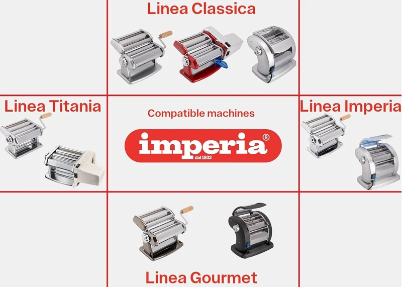 Imperia Simplex Gourmet Linie. Zubehör für Nudelmaschinen. 100% Made in Italy. Küchenzubehör aus Sta