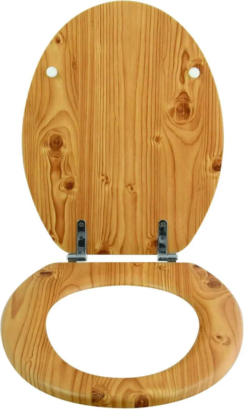 MSV WC Sitz Toilettendeckel Holz "Kiefernholz" Scharniere aus Edelstahl - hochwertige und stabile Qu
