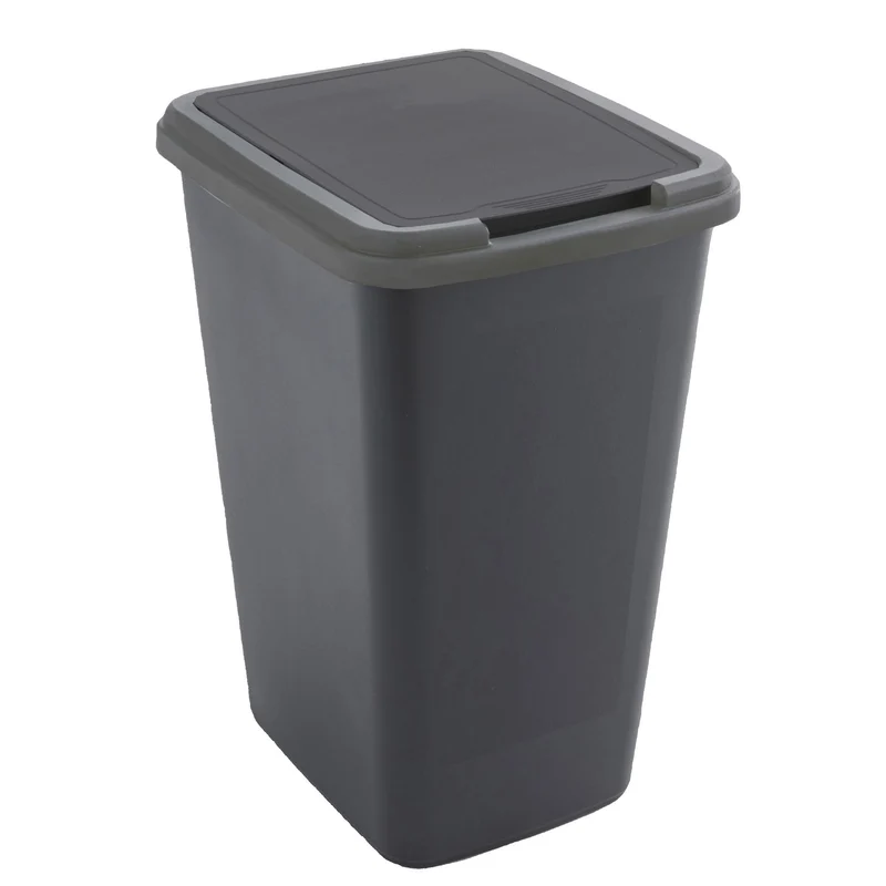 SUNDIS Green Bin, Mülleimer Mülltrennung 50L mit Schwingdeckel, rechteckig, aus recyceltem Kunststof