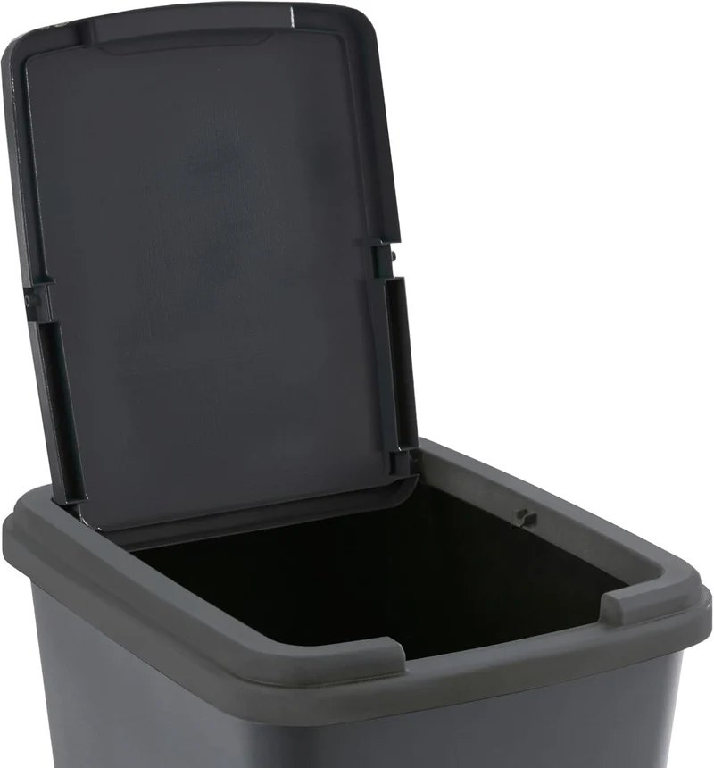 SUNDIS Green Bin, Mülleimer Mülltrennung 50L mit Schwingdeckel, rechteckig, aus recyceltem Kunststof