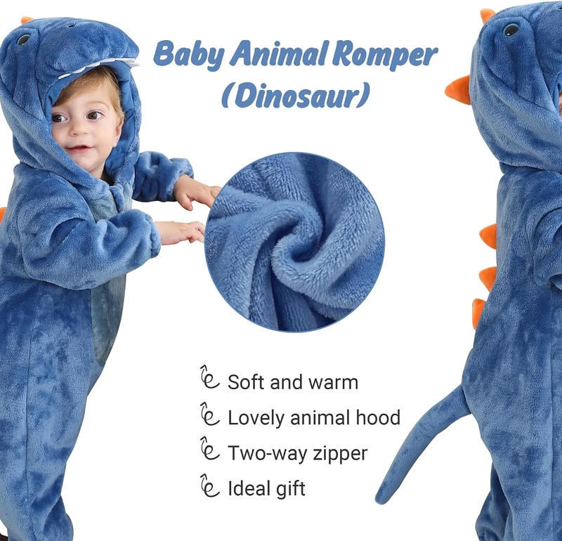 COOKY.D Unisex Winter Hooded Romper Jumpsuit 2-36 Months 18-24 Monate Blau, 18-24 Monate Blau