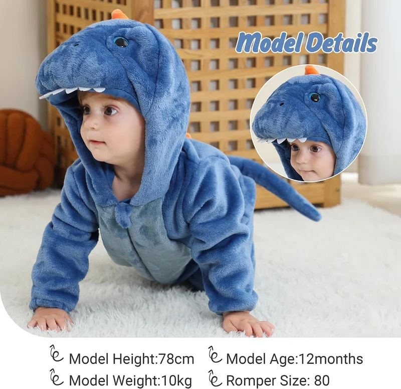 COOKY.D Unisex Winter Hooded Romper Jumpsuit 2-36 Months 18-24 Monate Blau, 18-24 Monate Blau