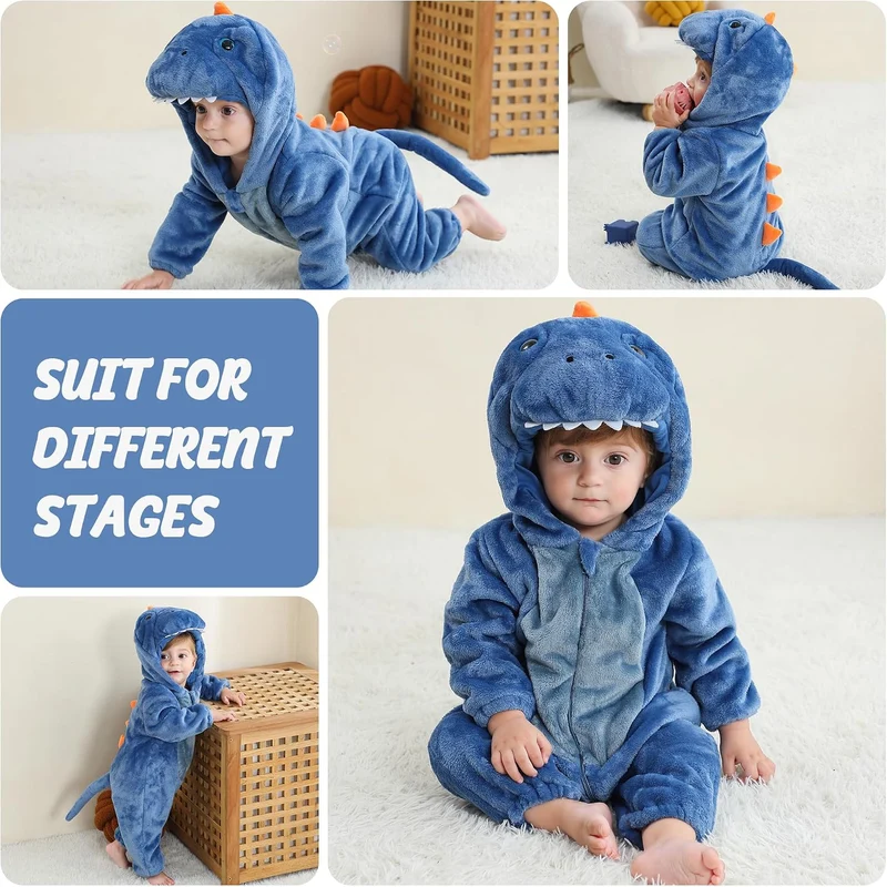 COOKY.D Unisex Winter Hooded Romper Jumpsuit 2-36 Months 18-24 Monate Blau, 18-24 Monate Blau