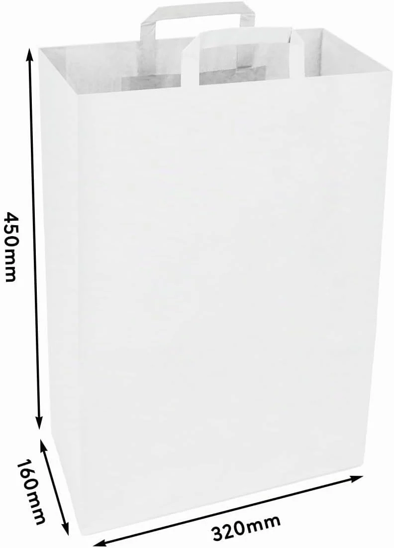 verpacking Papiertragetasche mit Flachhenkel 45 x 32 x 16 cm Weiss - Papiertüten Bio Papiertasche Kr