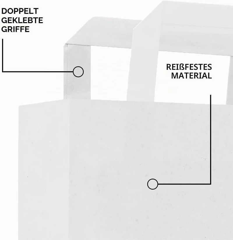 verpacking Papiertragetasche mit Flachhenkel 45 x 32 x 16 cm Weiss - Papiertüten Bio Papiertasche Kr