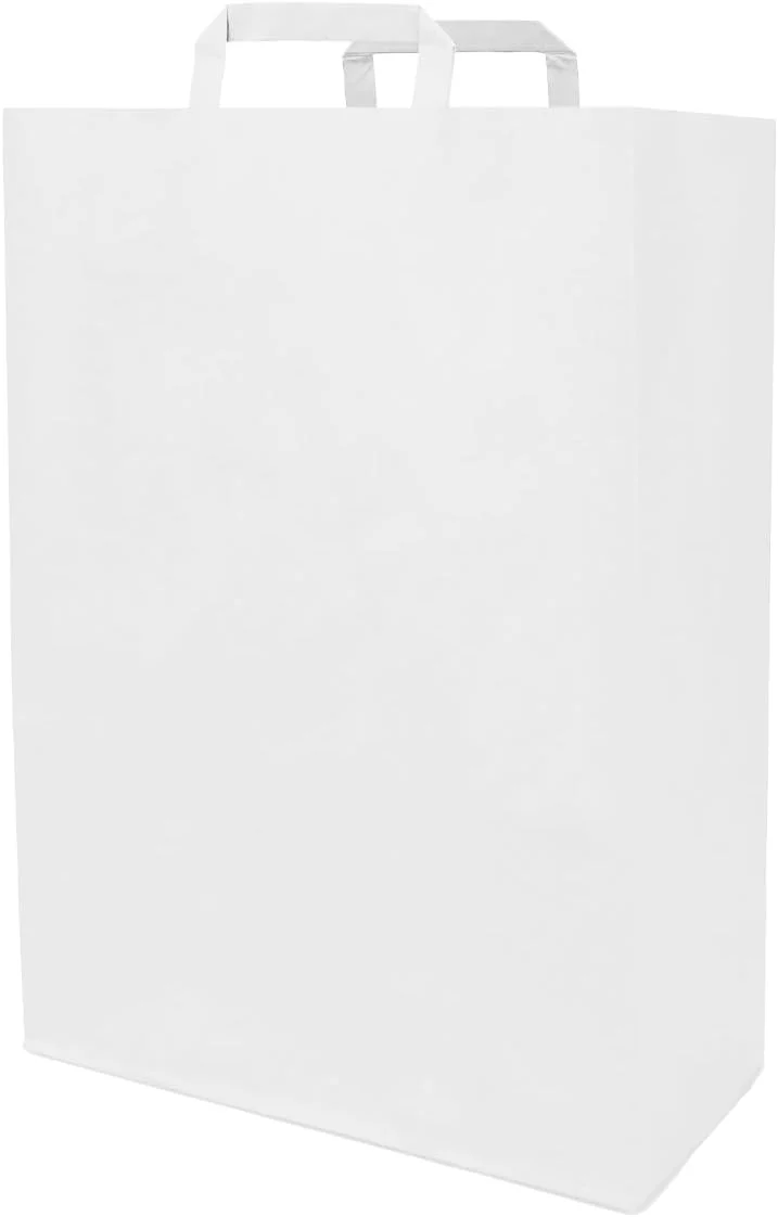 verpacking Papiertragetasche mit Flachhenkel 45 x 32 x 16 cm Weiss - Papiertüten Bio Papiertasche Kr
