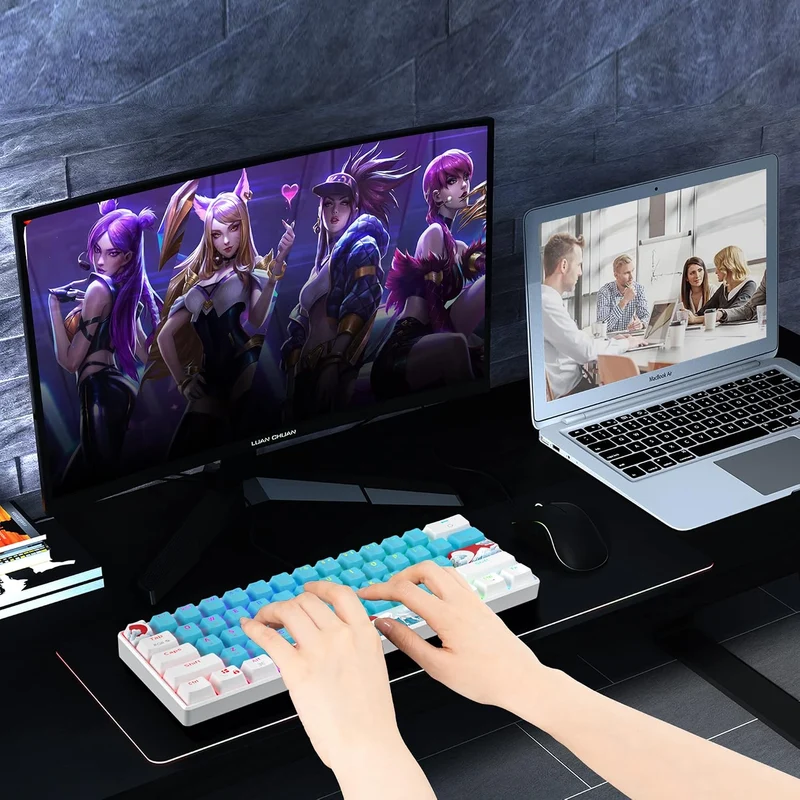 SOLIDEE mechanische Gaming Tastatur 60 Prozent,61 Tasten kompakte mechanische Tastatur RGB Hintergru