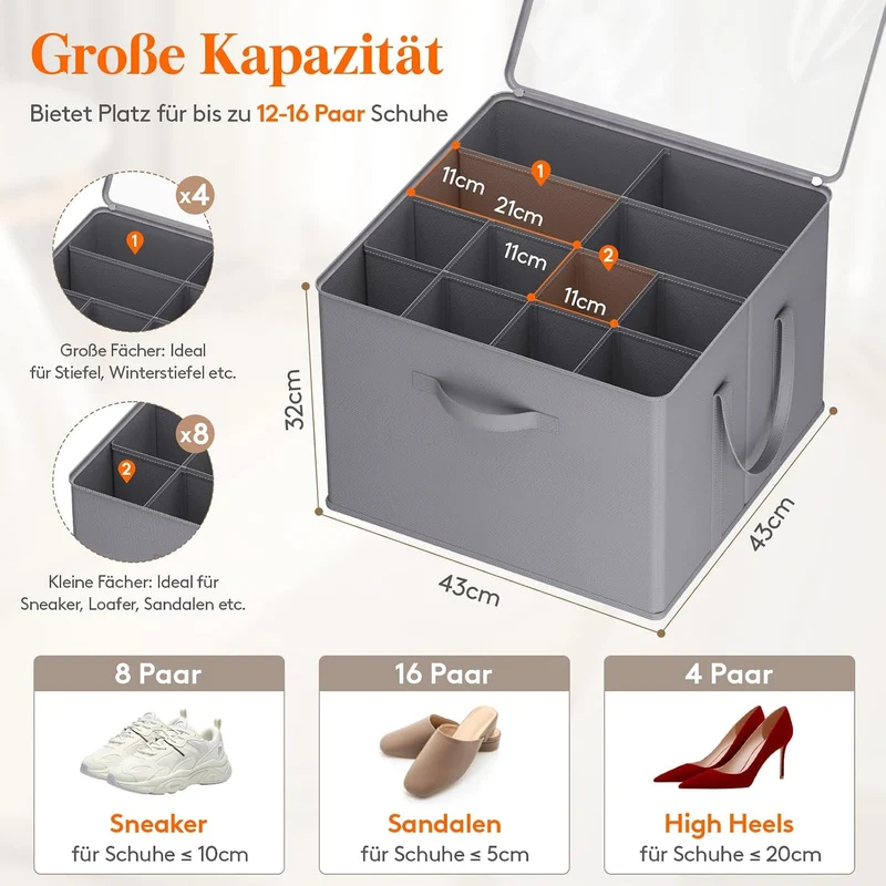 Lifewit Schuhorganizer 1er Set für 8 Paar, Grosser Schuhschran für Closet mit Unterteilungen und Dec